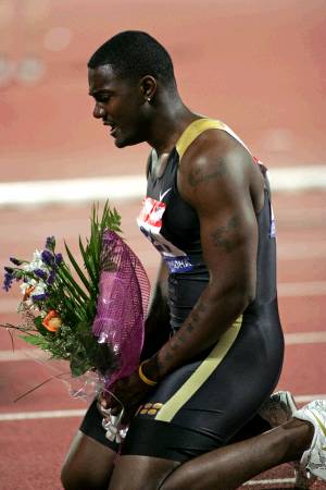 Justin Gatlin,nouveau détenteur du record mondial du 100m